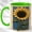 Green, variant on Classic Sunflower Coffee Mug, Rustic Floral Mug, Ceramic 11 oz