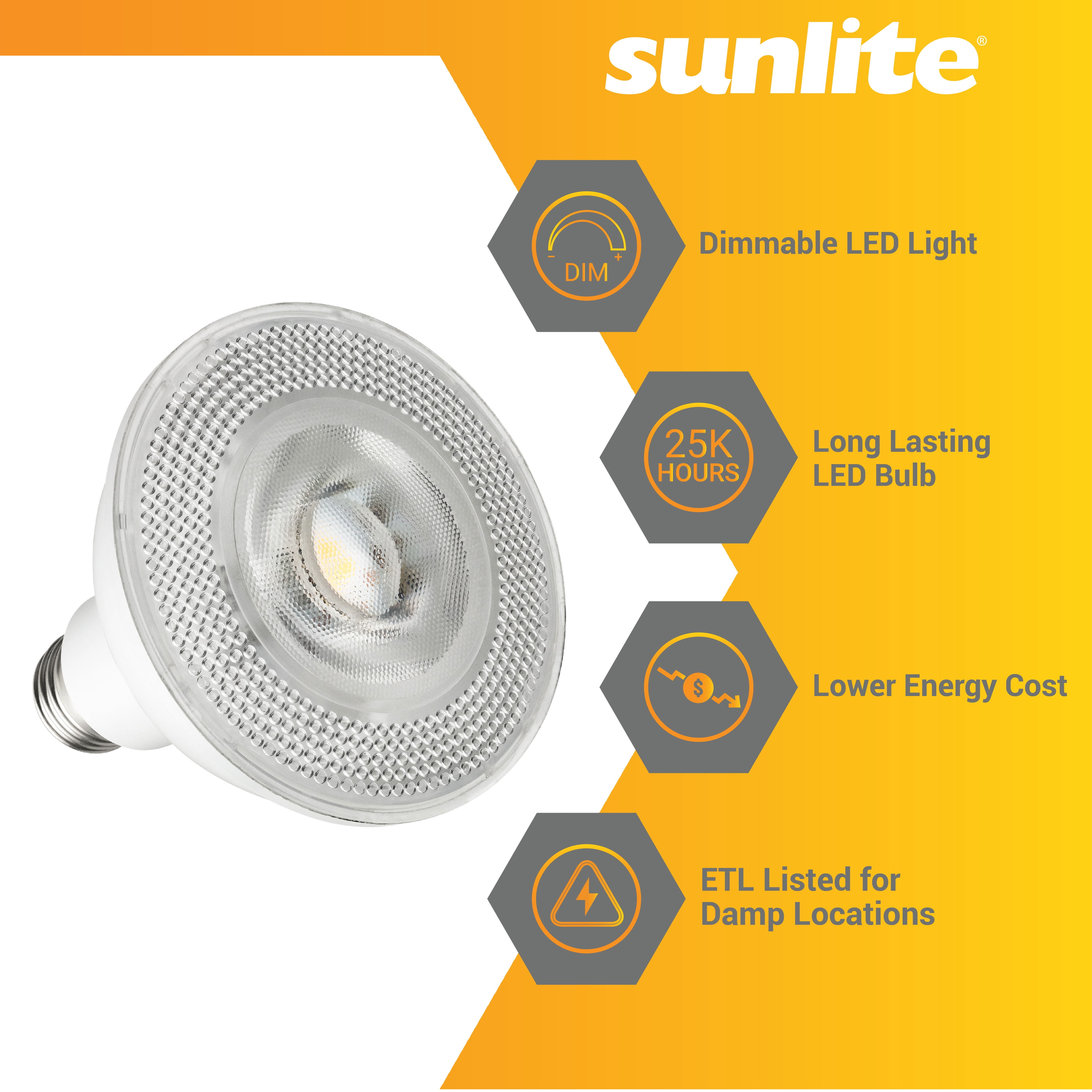 Sunlite LED PAR30 Long Neck Recessed Light Bulb, 10 Watts, (75W Equivalent), Medium E26 Base, Dimmable,UL Listed, 5000K Daylight, 6-Pack