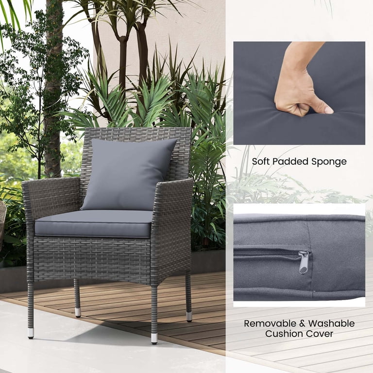 Costway 3-Piece Wicker Patio Set with Cushions, Gray photo 7