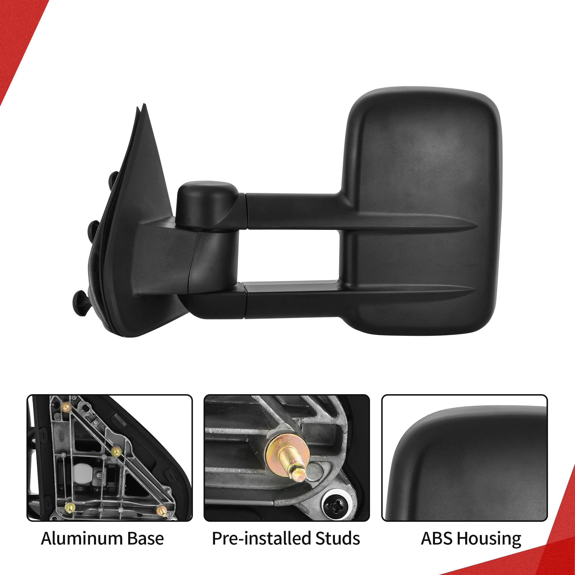 LEDKINGDOMUS Manual Telescoping Foldable Tow Mirrors Pair for 2014-2018 Silverado Sierra 1500 & 2015-2018 Silverado Sierra 2500HD/3500HD Left Driver + Right Passenger Side