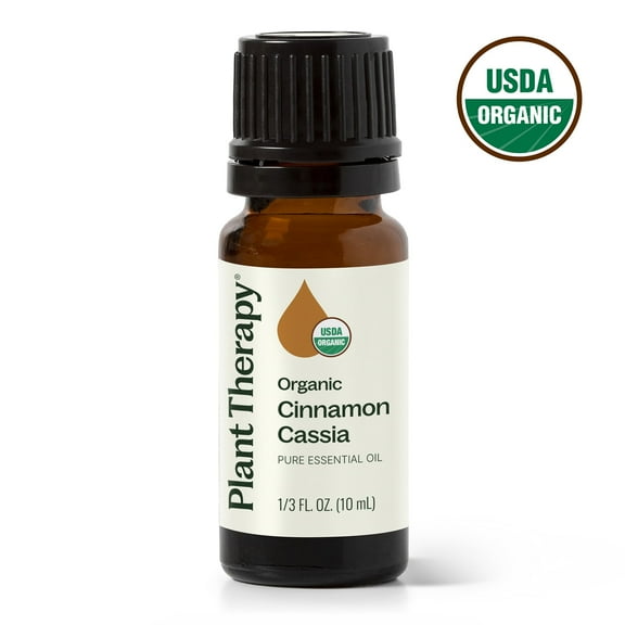 Plant Therapy USDA Certified Organic Cinnamon Cassia Essential Oil 10 mL (1/3 oz) 100% Pure, Undiluted, Therapeutic Grade