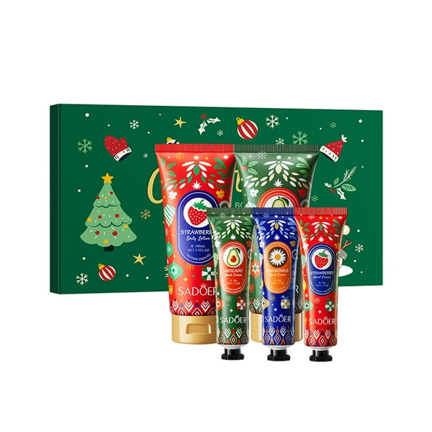 Crema de manos Regalos Perfume navideño Crema de manos hidratante y leche corporal Set de regalo de 5 piezas Crema de manos nutritiva y leche corporal Hidratación profunda Reparadora Sequedad 200 ml U