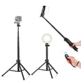 thumbnail image 6 of Andoer 1.5m/59in 2-in-1 Tripod Stand + Extendable Selfie Stick Aluminum Alloy with Phone Holder Remote Shutter Compatible with Android Phones for Selfie Group Photo Live Streaming, 6 of 7