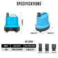thumbnail image 3 of Aqua Dream 924 GPH Bottom Feed Submersible Water Pump - 75W Energy Efficient, Low-Suction, 3 of 7