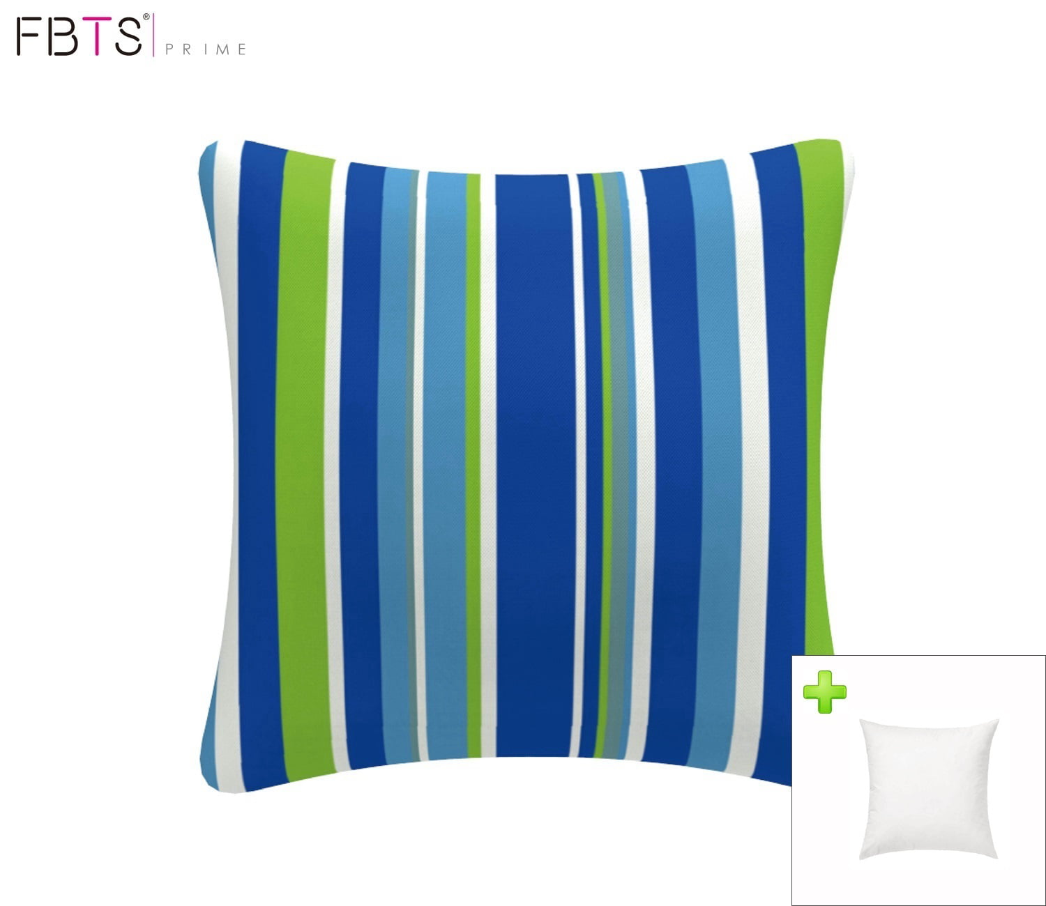 FBTS Prime Outdoor Decorative Pillows with Insert Blue and White Stripe Patio Accent Pillows