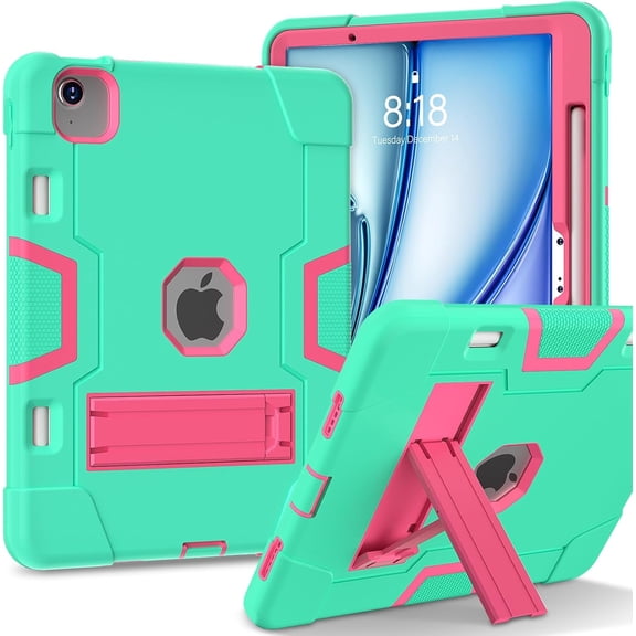 HCTian Case for iPad Air 11 inch M3/ M2 (2025/2024), for iPad Air 6th Generation,with Pencil Holder,Rugged Shockproof Hybrid Tablet Case with Kickstand for Kids Women Men