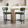 thumbnail image 6 of DUOMAY Modern PU Leather Counter Stools Set of 2, Upholstered 26" Seat Height Low Barstools with Black Metal Legs Open Back Dining Stools with Footrest for Home Pub Kitchen, Green, 6 of 17