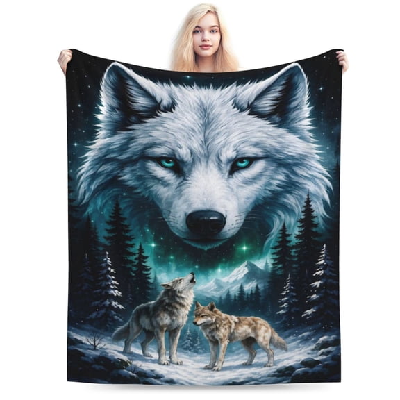 Wolf Blanket Wildlife Throw Blanket Soft Warm Cozy Fleece Fuzzy Plush Wolfs Flannel Blankets Gifts for Women Adults 50x40