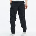 thumbnail image 5 of NIEWTR Men's Parachute Cargo Pants Loose Fit Pants Drawstring Casual Pants Multi Pockets Wide Leg Trousers Fall Winter Pants (Black,32), 5 of 8