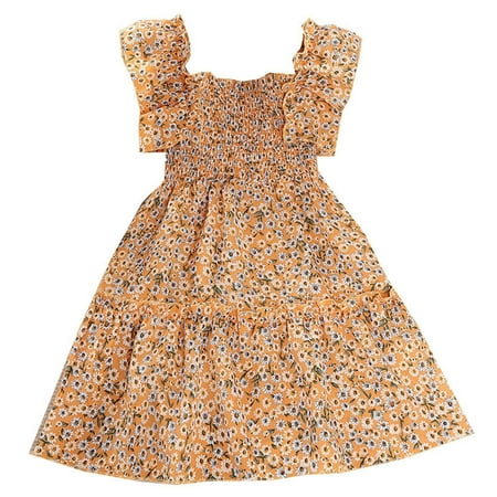 

Baby Holiday Dress Identity Dress Girls Kids Toddler Girls Sweet Dress Sleeveless Floral Elastic Waist Summer A Line Princess Dress Outfits Girl Dress 5 Years Dress for Big Girls 16