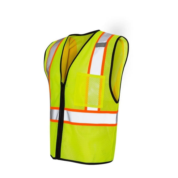 Kishigo - Economy Contrasting Vest with Zippered Front - 1527-1528 - Lime