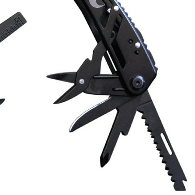 Stainless Steel Folding Multitool Pliers with Knife, Screwdriver, File, Bottle Opener & Saw - Compact 4.06" Outdoor Tool for Camping, Hiking, Emergencies & Daily Use, Includes Screwdriver Bits &