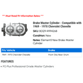 thumbnail image 2 of Brake Master Cylinder - Compatible with 1969 - 1970 Chevy Chevelle, 2 of 2