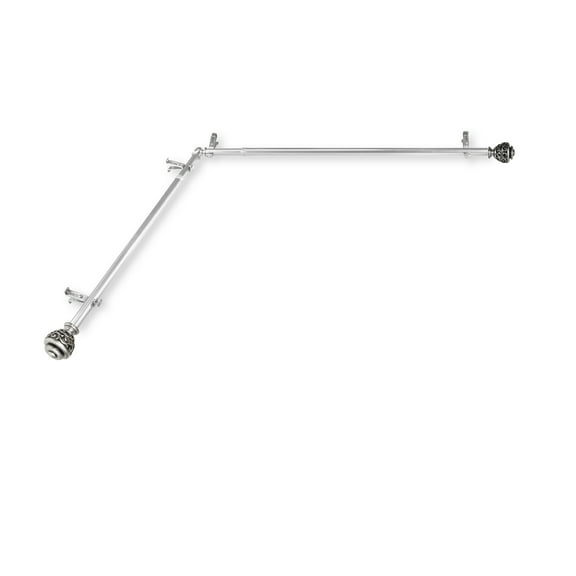 Domovina Raina 13/16-inch Single Corner Window Curtain Rod-Color:Satin Nickel,Size:66-120"