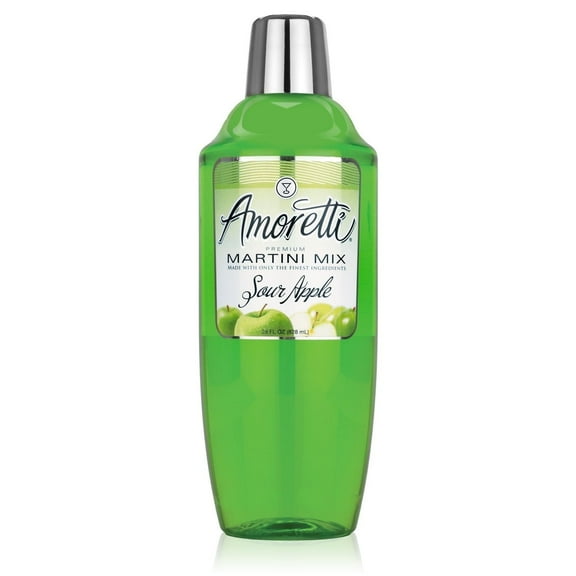 Amoretti - Premium Sour Apple Martini Mix - 7 Servings Per Bottle (28 oz), Made with Real Fruit, Gluten Free, Vegan, Kosher, Easy to Use