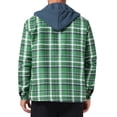 thumbnail image 3 of Chaqueta acolchada con capucha y cordón para hombre INSPIRE CHIC, con cremallera, estilo shacket de cuadros, talla XL, verde oscuro, 3 of 6