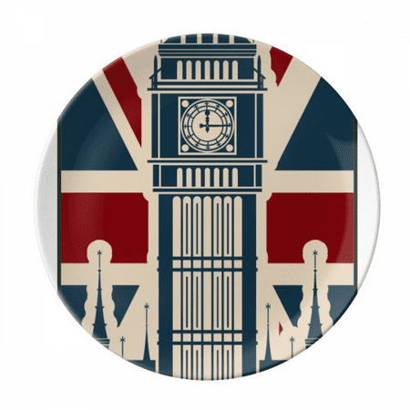 

London Big Ben Union Jack United Kingdom UK Plate Decorative Porcelain Salver Tableware Dinner Dish