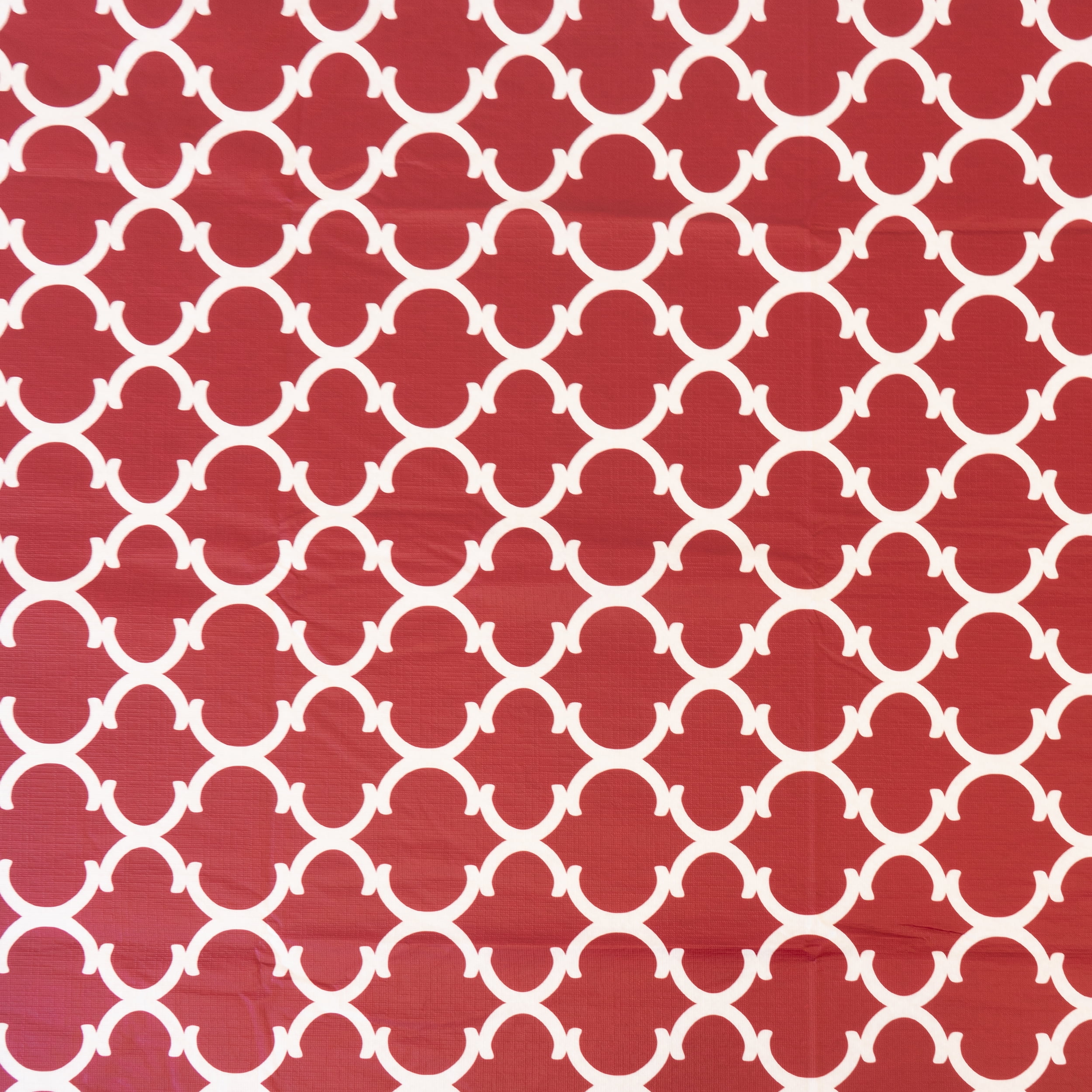 Waverly Inspirations Rectangular Elastic Fitted Table Cover Waterproof Vinyl Tablecloth With Flannel Backing, 6Ft Table, 72" x 30", Ogee Curl Cranberry, 8 PK