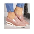 thumbnail image 1 of Tenmix Women's Loafers Slip On Wedges Sneakers Outdoor Comfortable Rhinestones Wedge Platform Shoes, 1 of 2