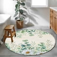 thumbnail image 4 of Round Area Rug 3.3 Ft, Green Eucalyptus Leaves Washable Non-Slip Circle Carpet for Living Room/Bedroom, Daisy Summer Botanical Farmhouse Low-Profile Small Kitchen Mats Collection Rugs for Indoor, 4 of 7