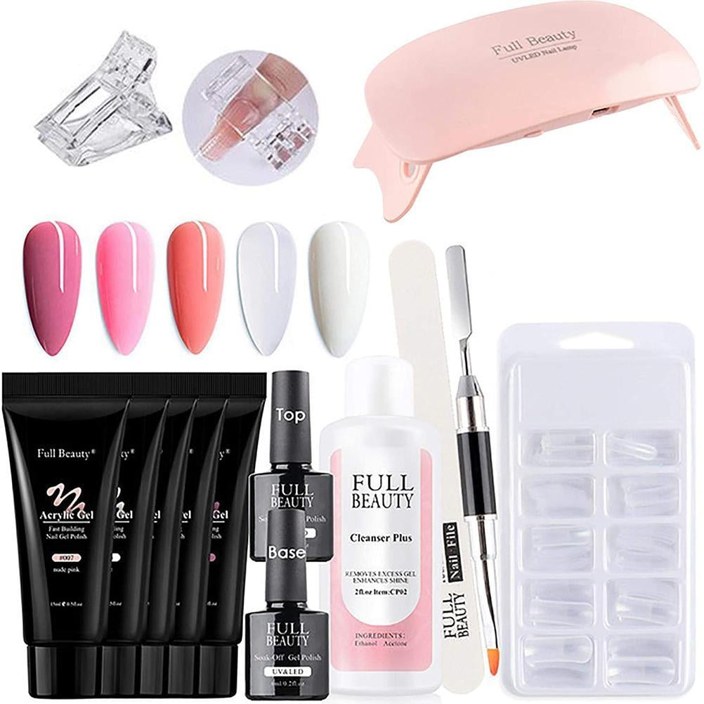 Nail Gel Kit Extension Gel Nail UV with Colors Shapes Kit 5 Lamp 100 Gel  Nail Nail UV Files Kit Brushes Extension 
