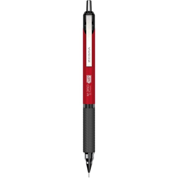 Zebra Pen G-350 et M-350 Ensemble de stylos à gel rétractables/crayons  mécaniques, corps en métal rouge de qualité supérieure, pointe moyenne, 0,7  mm, 