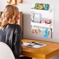 thumbnail image 3 of Estante De Noche Adhesivo Para Pared, Organizador De Mesita De Noche, Sin Taladros, Con 2 Ranuras De Almacenamiento, Ganchos Para Dormitorio, , Oficina Y Dormitorio., 3 of 7