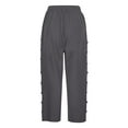 thumbnail image 5 of Riforla Women's Summer Solid Color Elastic Waist Loose Side Button Decoration Versatile Capris Casual Pants Women's Pants Dark Gray XL, 5 of 5