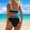 thumbnail image 5 of lcziwo Back to School Prime Sales Womens High Waist Bikini Sets Casual Scoop Neck Cheeky Two Piece Swimsuits Trendy Color Block Swim Bra and Bottoms Sporty Bathing Suits Black M, 5 of 6