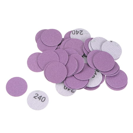 

50 Pack 1-Inch Purple Sanding Discs 240 Grits Hook & Loop Professional Aluminum Oxide Sandpaper Mini Size