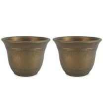 HC Companies Sierra 10 Inch Garden Planter Pot, Celtic Bronze (2 Pack)