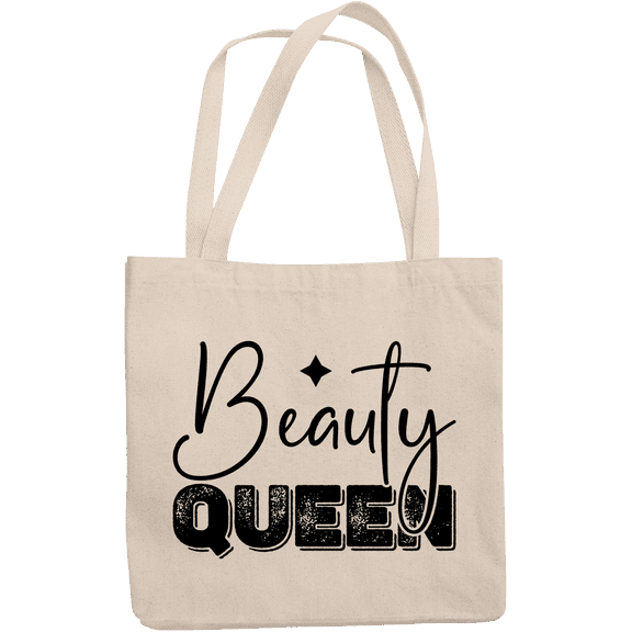 12oz Canvas Tote Bag - Beauty Queen, Title for Beauty Specialist or Beautician - Beauty Themed Merch for Makeup Artist or Cosmetologist, Gift for Makeup Lovers & Beauticians