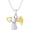 White, variant on 14K White Gold Finish Round Cut White Diamond 925 Sterling Silver Little Ange With Heart Pendant Necklace for Women