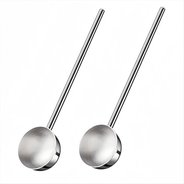 CucharóN de Sopa PequeñO, Cuchara Profunda de Metal de Acero Inoxidable con Vertedor, Cucharones de Salsa de Manejar de 2 Onzas para Cocina, Paquete de 2