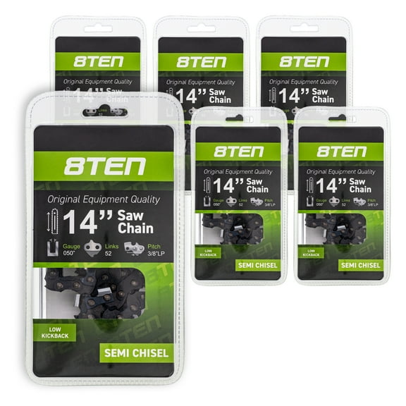 8TEN Chainsaw Chain 14 inch .050 3/8 LP Pitch 52DL for Echo Poulan 6 Pack 810-CCC2238H