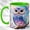 Green, variant on Pastel Owl Accent Mug, 11oz Ceramic Coffee Cup for Owl Lovers