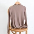 thumbnail image 2 of UTSJKR Long Sleeve Shirts for Women Spring Fashion 2026 Turtleneck Shirts Women Casual Solid Loose Comfy Cute Tops Coffee M, 2 of 6
