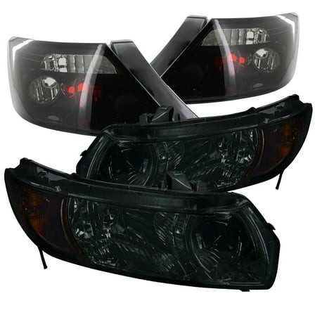 Spec-D Tuning for Honda Civic 2dr Smoked crystal Headlights, Glossy Black Altezza Tail Lights