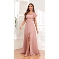 thumbnail image 3 of Vestido de dama de honor CDSSL de gasa azul real, línea A, talla grande, 3 of 7