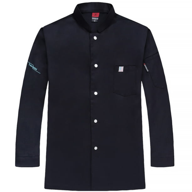 CHEF UNIFORM Uniform Cocina de manga larga Delantal con bolsillos delanteros Butcher Professional Home Suministros Sweat Bands for Grill Restaurant Black 3XL kenally LF000324-05
