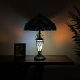 thumbnail image 5 of Tiffany Table Lamp Green Blue Stained Glass Shade Base LED Bulbs Included for Living Room Bedroom Bedside16"W*16"D*24"H, 5 of 7