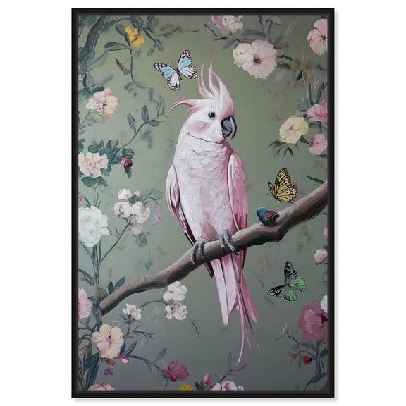 Rose Plume II Canvas Bird Maximalist by Art Remedy, Black Frame, 10" x 15"