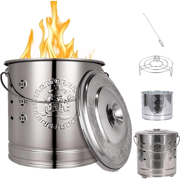 Paper Burner Outdoor Incinerator,for Outside for Burning Trash, Yard Waste,Burn Portable Incinerator Paper Burning Bin,with Liner &Hook for Patio, Garden,Wood, Garbage