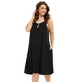 thumbnail image 6 of VEPKUL Sleepwear for Women Full Slip V Neck Lingerie Nightdress Cozy Sleeveless Nightshirt Soft Pajama House Dresses with Pockets, 6 of 9
