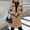 Khaki, variant on MOONDU Women's Wool Blend Peacoat Notched Lapel Button Front Mid Length Coat with Pockets, Long Sleeve Solid Color Outerwear for Fall Winter Business Casual Daily Wear