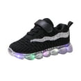 thumbnail image 2 of UTTOASFAY Toddler Shoes Toddler Baby Girls Boys Led Glow Breathable Shoes Kids Flying Knit Sequins Sneakers Black 2-2.5Year, 2 of 5