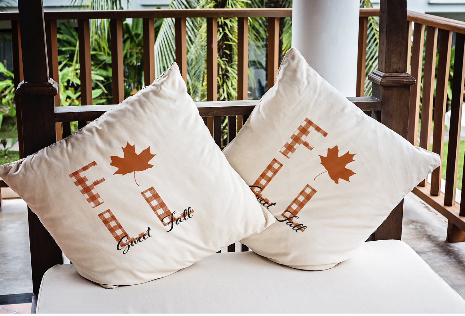 16" x 16" Simply Daisy Sweet Fall Polyester Indoor/Outdoor Pillow, Nutmeg Qty 1