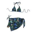 thumbnail image 1 of Traje de baño de tres piezas, bikini con cuello halter para mujer. Verde Grande, 1 of 6