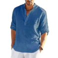 thumbnail image 3 of Camisa de lino de manga larga para hombre, camisa informal de algodón y lino, Top S-5xl, nuevo envío gratis, 3 of 4