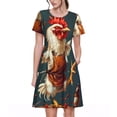 thumbnail image 1 of Disketp Chef Chicken With Beer Bottles para Vestido de Manga Corta para Mujeres, Vestidos de Verano para Mujeres, Casual y Holgado para la Playa, 1 of 6